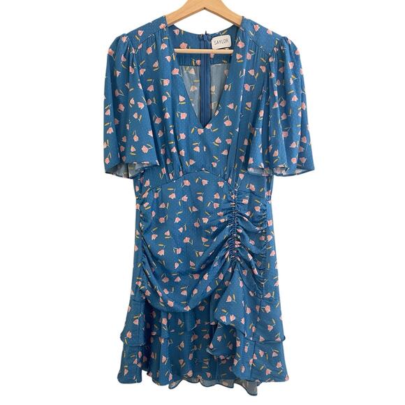 Saylor Mel Dress Blue Mini Flounced Hem‎ Sz Small New - Picture 1 of 8